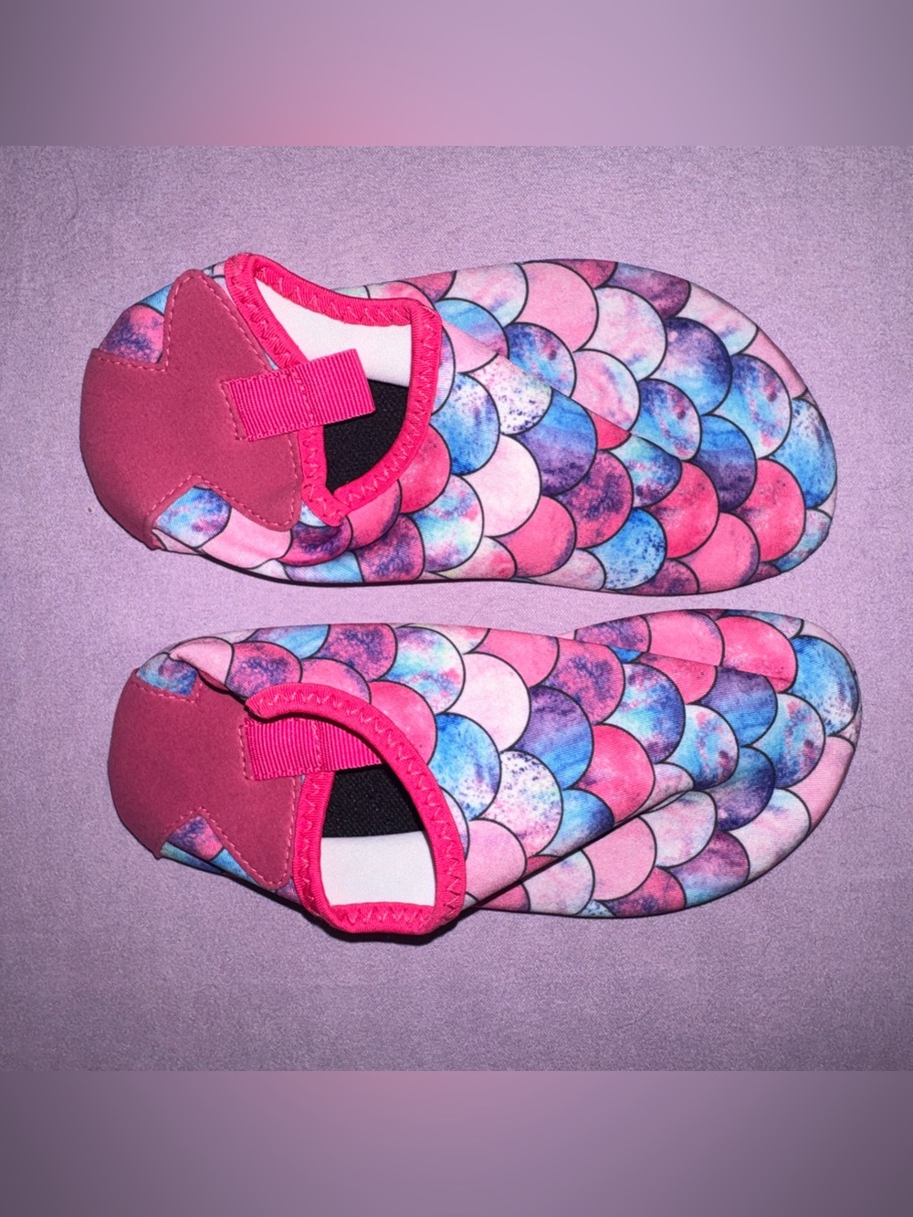 Kids Water Shoes - Pink Multicolor Mermaid Scale Slip-Ons